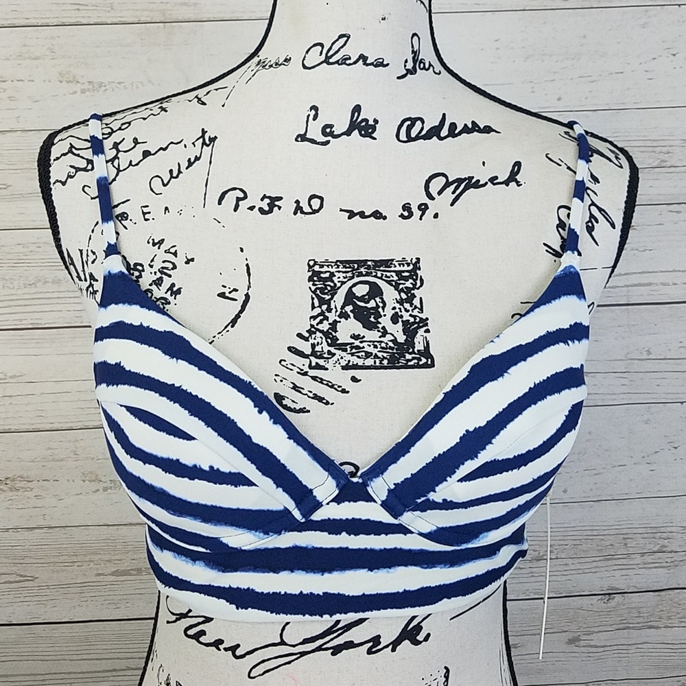 Tori Praver Swimwear Indigo Tie Dye Swim Top